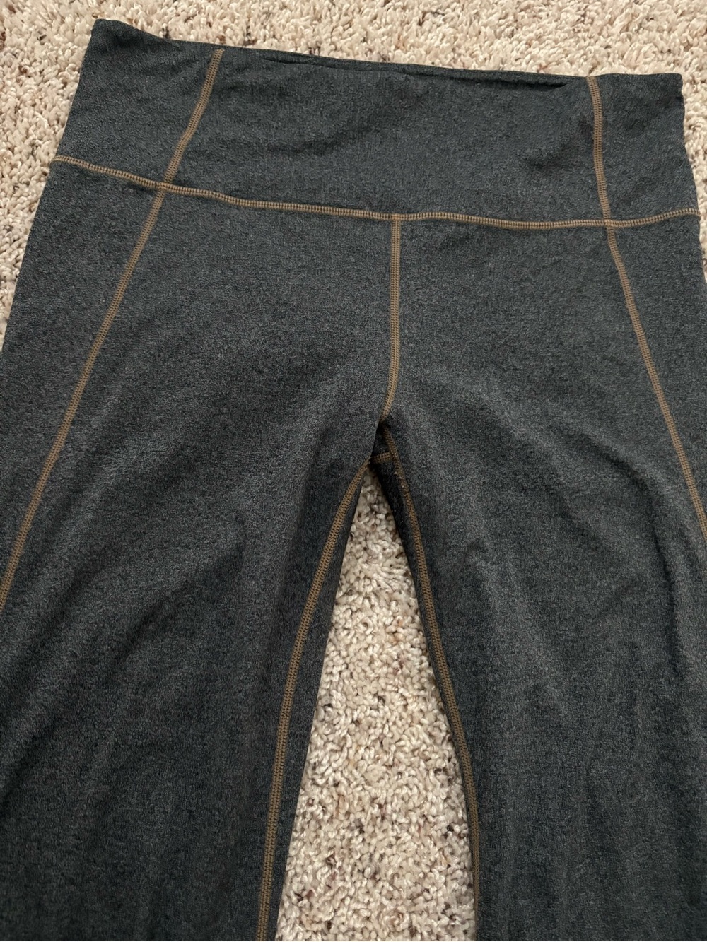 Athleta Gray Contrast Stitch Bootcut Flare Yoga Pants Large Y2K Athleisure EUC